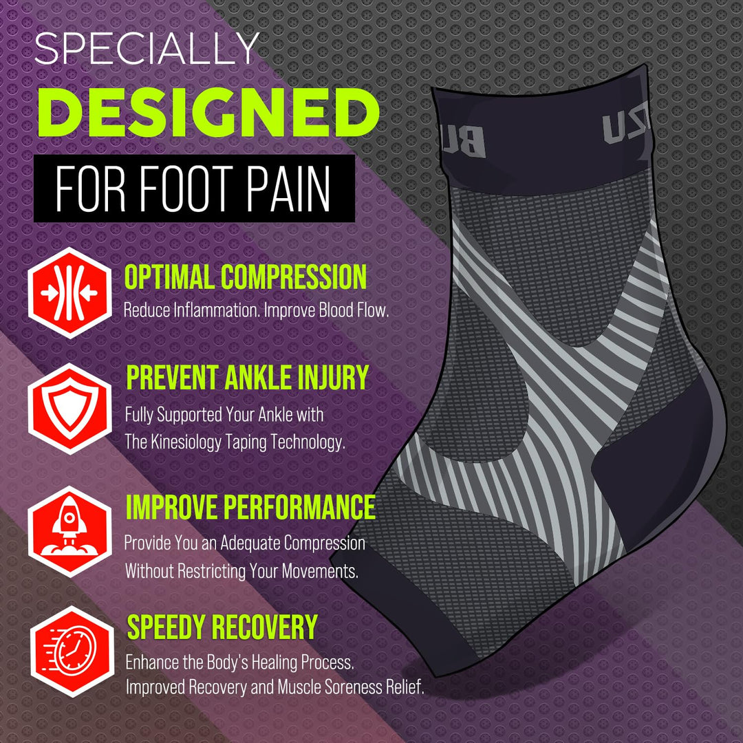 BLITZU Compression Socks for Plantar Fasciitis, Achilles Tendonitis Relief. Ankle Compression Sleeve for Heel Spurs, Foot Swelling, Fatigue & Sprain. Arch Support Brace for Sports, Gym Nude S-M