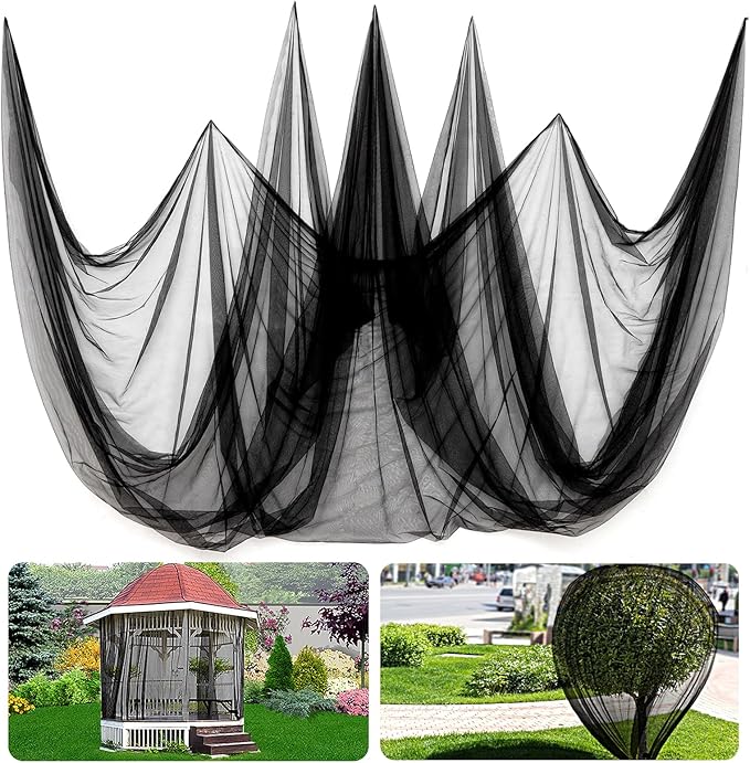 2 Pcs Mosquito Net for Patio - 10Ft x 13Ft for Each Garden Mesh Screen Barrier, Super Dense Patio Netting for Balcony Porch Umbrella Fruit Tree Plants Gazebo Canopy RV Camping, Black
