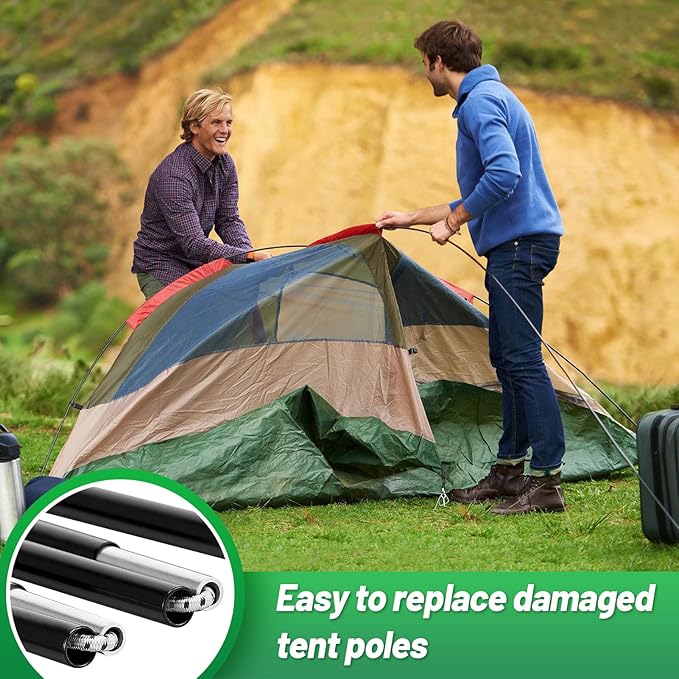 Aluminum Tent Poles Replacement - Pre-Assembled Tent Poles, Fits Both Female and Male Ends - Lightweight Tent Pole Repair Kit for Hiking Camping Backpacking Tent, 14.5FT