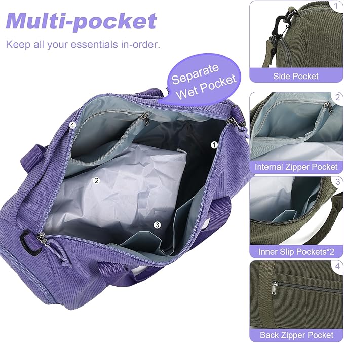 Duffle Bag for Gym Sports Women Girls Workout Travel Bag Weekender with Shoe Compartment and Wet Pocket