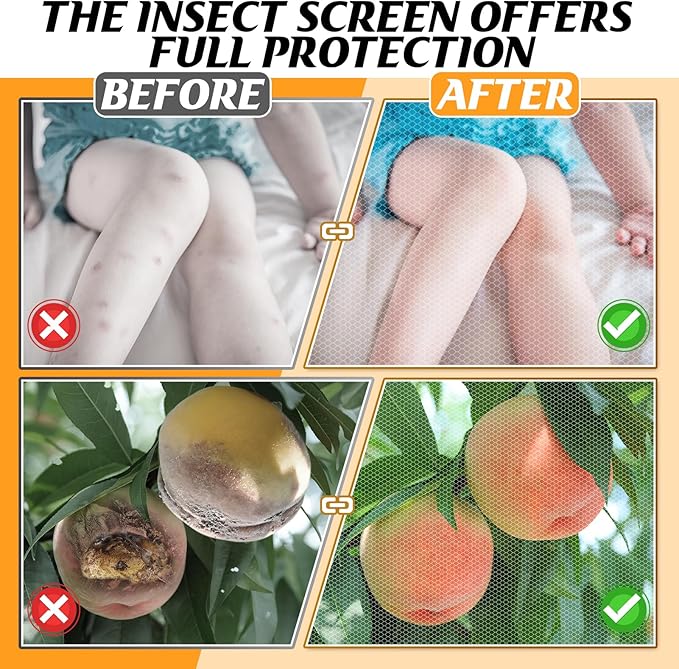 Mosquito Net for Patio - 10Ft x 65Ft for Each Garden Mesh Screen Barrier, Super Dense Patio Netting for Balcony Porch Umbrella Fruit Tree Gazebo Canopy RV Camping, White