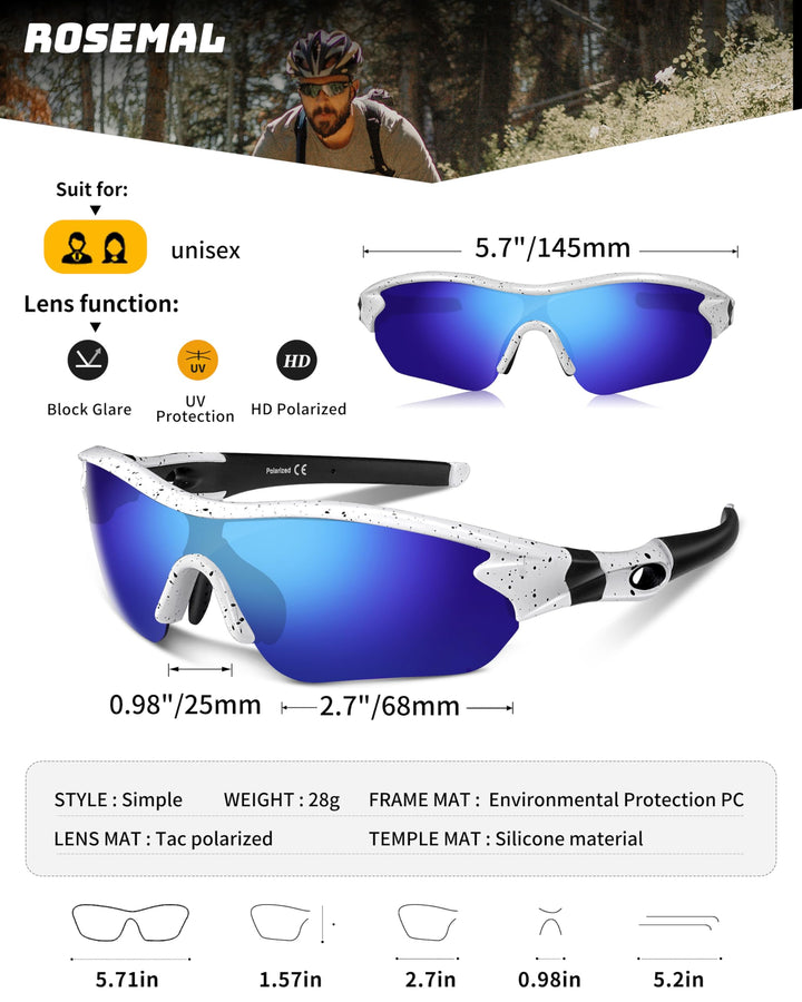 Polarized Sports Sunglasses for Men Women Youth Baseball Running Fishing Tennis Golf Cycling Driving Motor TAC UV400 TR90