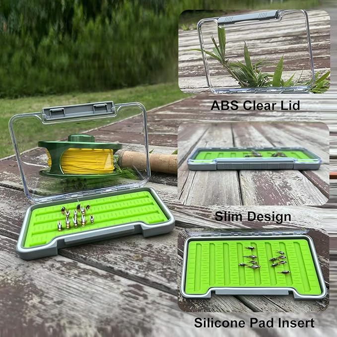 Aventik Fly Fishing Boxes Silicone Super Slim Fishing Storage Fishing Tackle Case Waterproof Best Pocket Sizes 7.36"X4.02"X0.63"/5.39"X3.74" X0.63'(1pc-g048lb)