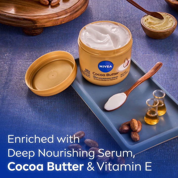 NIVEA Cocoa Butter Body Cream with Deep Nourishing Serum, Cocoa Butter Cream for Dry Skin, 16 Ounce Jar