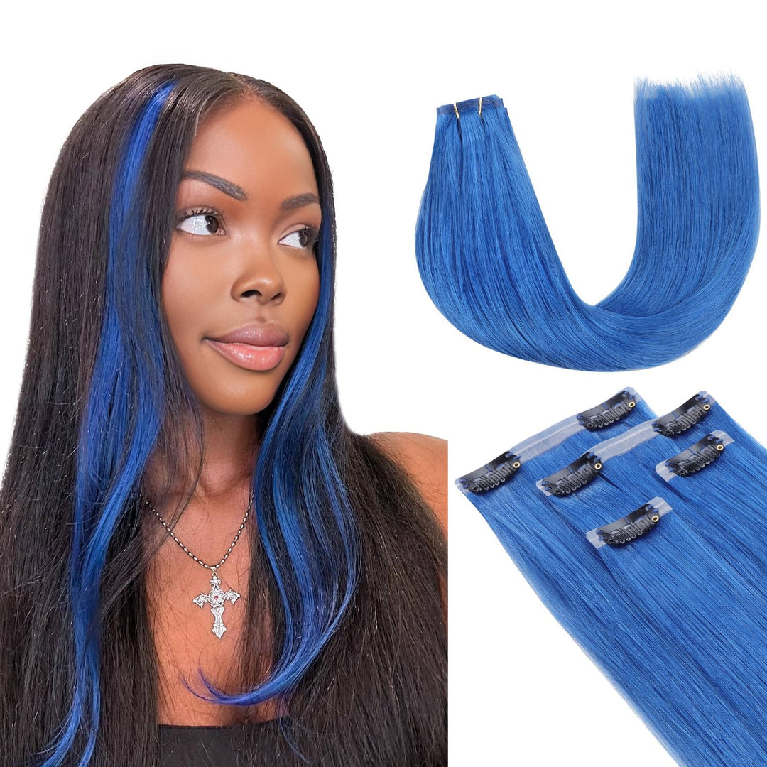 Lashey Seamless Clip In Hair Extensions Human Hair 46G 4Pcs 18 Inch Straight Hair Extensions Real Human Hair With Invisi Edge Bl