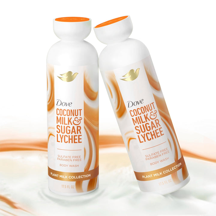 Dove Plant Milk Cleansing Body Wash Coconut & Lychee for Moisturized Skin Gentle Cleanser, No Sulfate Cleansers or Parabens, 98% Biodegradable 17.5 fl oz