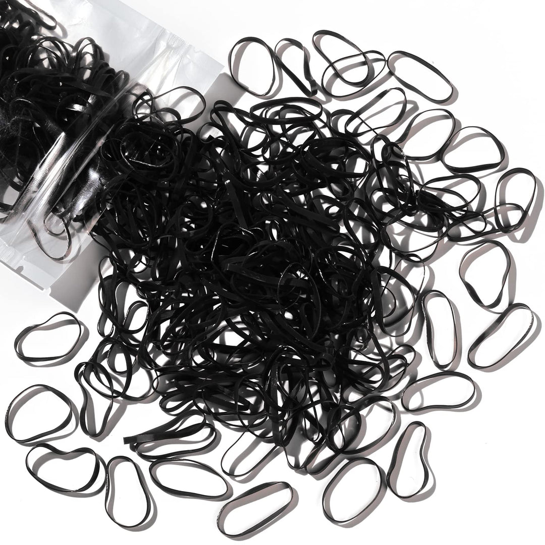 Teenitor Black Hair Elastics,300 Rubber Bands Soft Elastic Bands Hair Braids