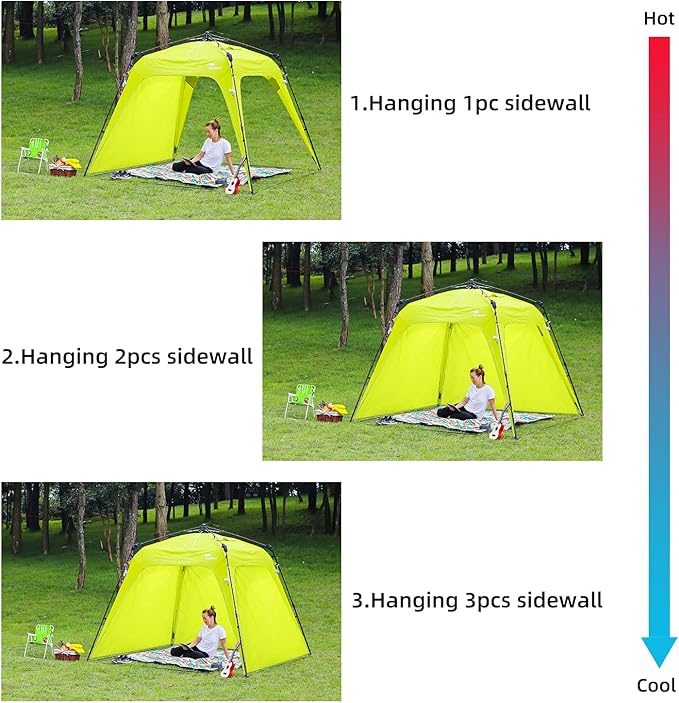 Sunwall for Pop Up Canopy Shade Tent 8.2' X 8.2', Detachable Flap Sun Shade Side Wall Accessory to Block Sun, Wind, and Rain, 2 Pack Sidewall Only(Green-2 pcs)