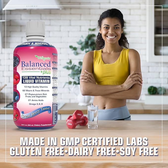 Balanced Essentials 2 Pack Natural Liquid Nutritional Supplement Vitamin 32 Ounces Very Berry S-BE32