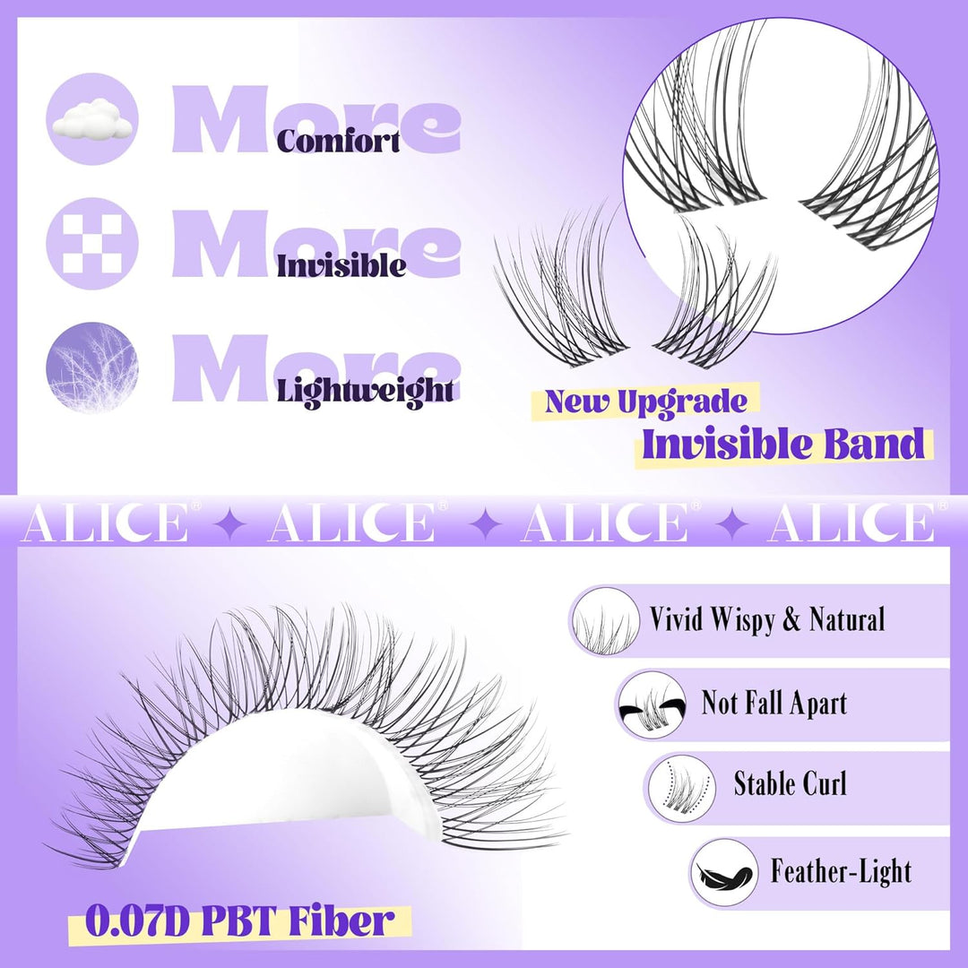 ALICE DIY Natural Lash Clusters | Wispy Anime Cat Eye | 10-16mm, 144 Pcs