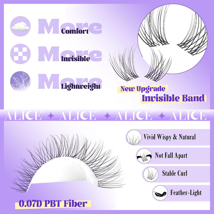 ALICE DIY Natural Lash Clusters | Wispy Anime Cat Eye | 10-16mm, 144 Pcs