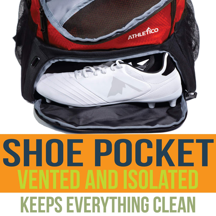 Athletico Youth Soccer Bag - Soccer Backpack & Bags for Basketball, Volleyball & Football | Includes Separate Cleat and Ball Compartment (Black)