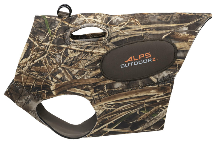 ALPS OutdoorZ Topflight Dog Vest, Dog Hunting Vest with 5mm Neoprene for Warmth, Contoured Neck Design, Buoyancy Flotation Pads, Easy Lift Handles, and Leash Clip, Large - Realtree MAX-7