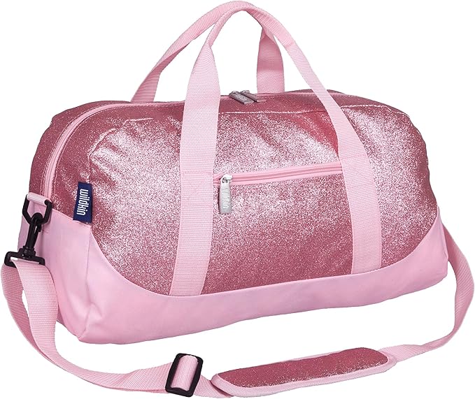 Wildkin Kids Overnighter Duffel Bag – Carry-On Size, Ideal for School & Sleepovers – Pink Glitter
