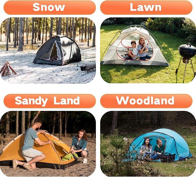 8" Screw in Tent Stakes - Ground Anchors Screw in, Screw in Tent Stakes Heavy Duty, Tent Pegs Camping Stakes, Metal Threaded Tent Spikes, Screw Tent Stakes with Hex Sleeves (8Pcs White)