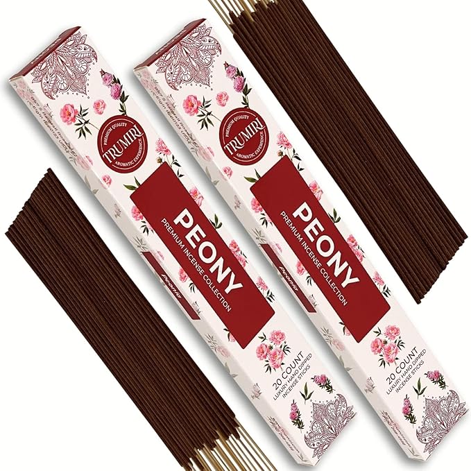 Peony Incense Sticks - Total 40 Insence-Sticks - Dual Pack of 20 Insense - Inciensos - Inscents - Natural Non Toxic Ingredients - Incents - Incence - Inscense - Insents