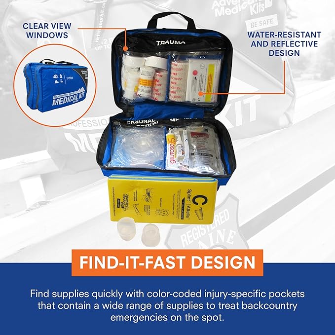 Adventure Medical Kits Pro Series Emergency Medical Kit - Guide I - First Aid Backcountry Medical Kit with C-Splint, CPR Mask, Stethoscope & More - Waterproof Medical Kit