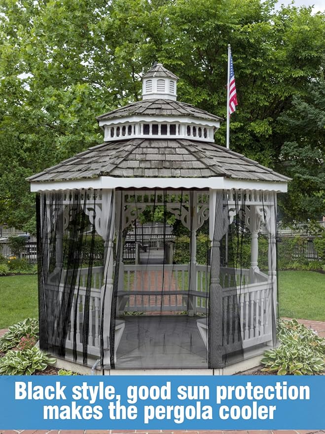 Mosquito Net for Patio - 10Ft x 33Ft for Each Garden Mesh Screen Barrier, Super Dense Patio Netting for for Balcony Porch Umbrella Fruit Tree Gazebo Canopy RV Camping, Black