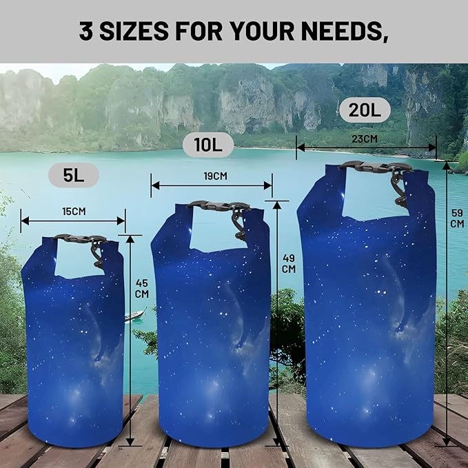 Waterproof Dry Bag,Roll Top Night Sky Space Waterproof Backpack 5L/10L/20L Floating and Lightweight Bags for Kayaking, Boating, Fishing, Swimming and Camping