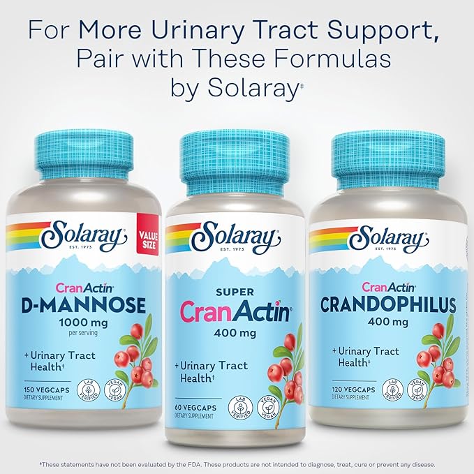 SOLARAY Super CranActin Cranberry Extract 400mg | Healthy Urinary Tract Support | with Added Vitamins | 60 VegCaps
