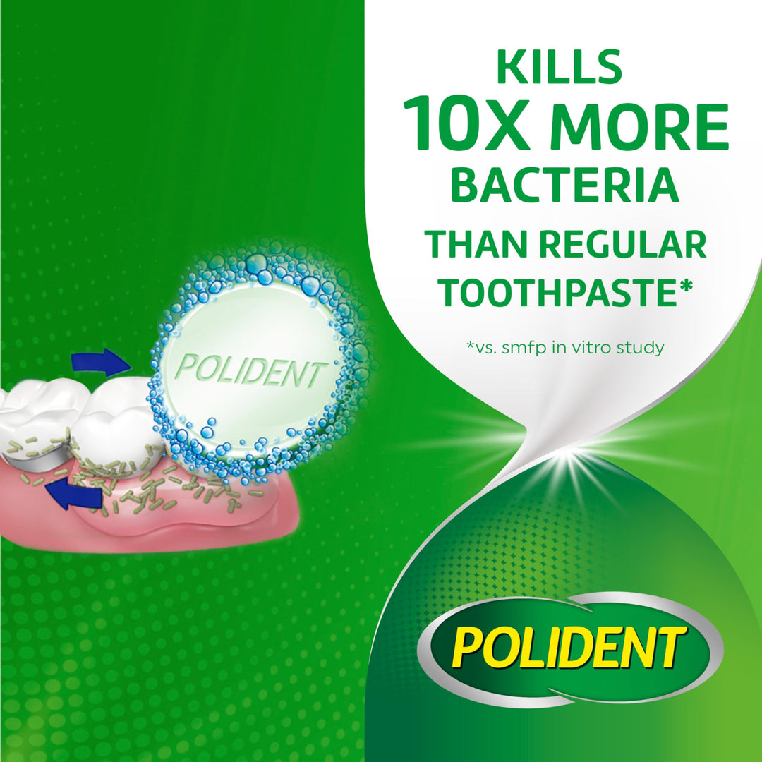Polident Smokers Antibacterial Dental Appliance Cleanser Tablets, 90 Count