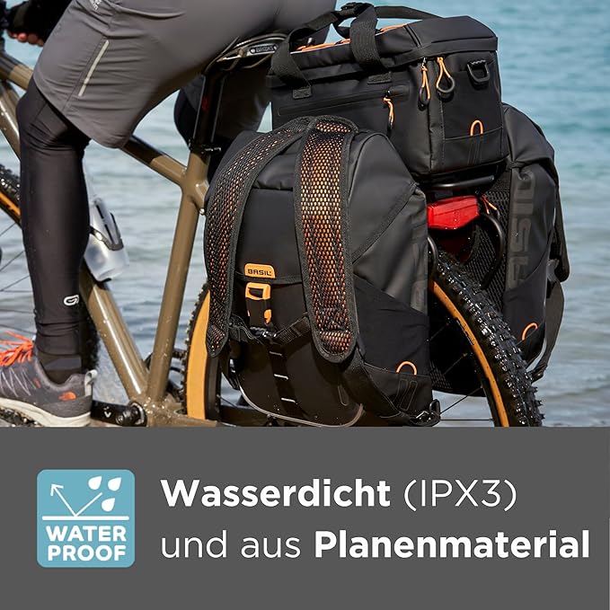 Basil Miles Tarpaulin trunkbag MIK, 7L, Black Orange