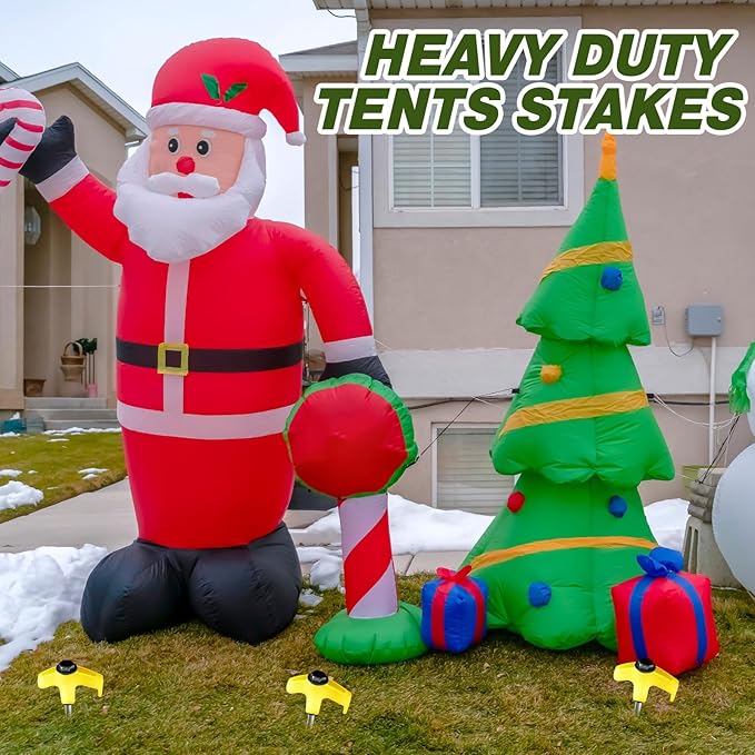 Hicarer 20 Pcs 8'' Screw in Tent Stakes Heavy Duty Ground Anchors Screw in Tent Pegs Ground Stakes Tent Spikes Metal Tent Spikes with Hex Head Driver for Camping Garden Canopies (Yellow)