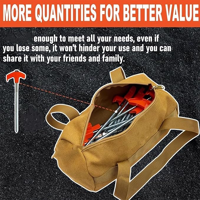 8 Pack 8"" Screw in Tent Stakes, New Screw in Tent Stakes Heavy Duty,Ground Anchors Screw in, Metal Threaded Tent Spikes, Outdoor Camping Tent Pegs Camping Stakes (8PCS)