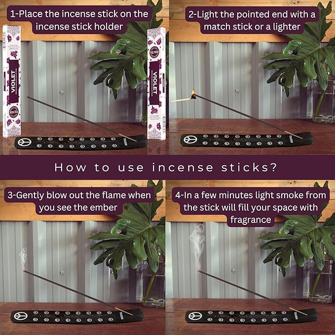 Violet Incense Sticks - Total 40 Insence-Sticks - Dual Pack of 20 Insense - Inciensos - Inscents - Natural Non Toxic Ingredients - Incents - Incence - Inscense - Insents