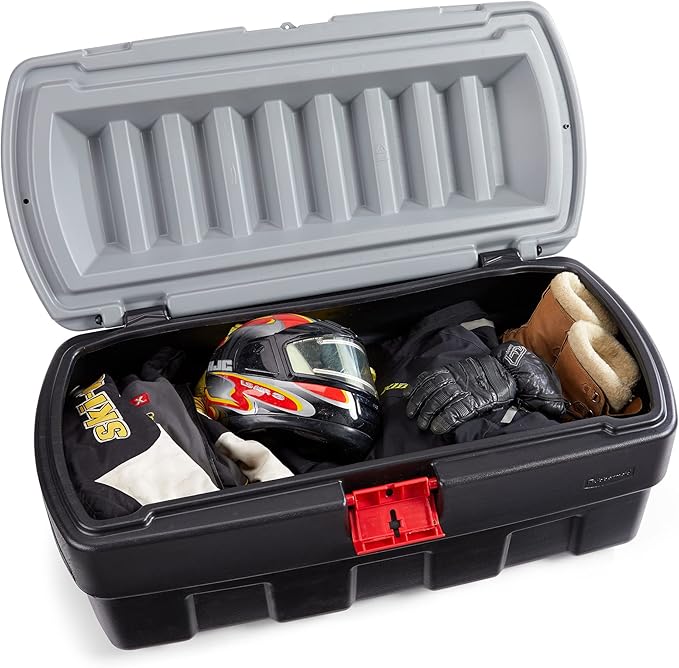 Rubbermaid 48 Gallon Black Action Packer Lockable Latch Indoor and Outdoor Storage Box Container for Home, Garage, Backyard, Single