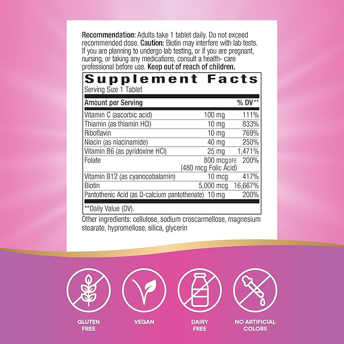 Nature's Way Biotin Forte, Supports Healthy Hair and Skin*, Energy and Nerve Function*, 60 Tablets