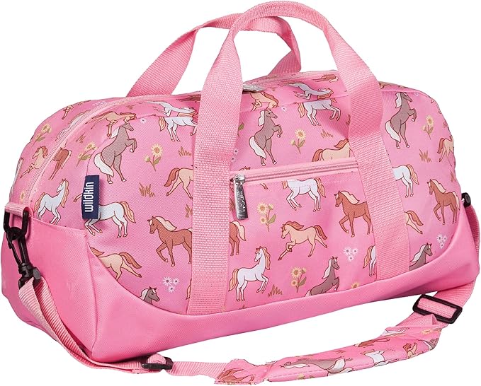 Wildkin Kids Overnighter Duffel Bag – Carry-On Size, Ideal for School & Sleepovers – Wild Horses