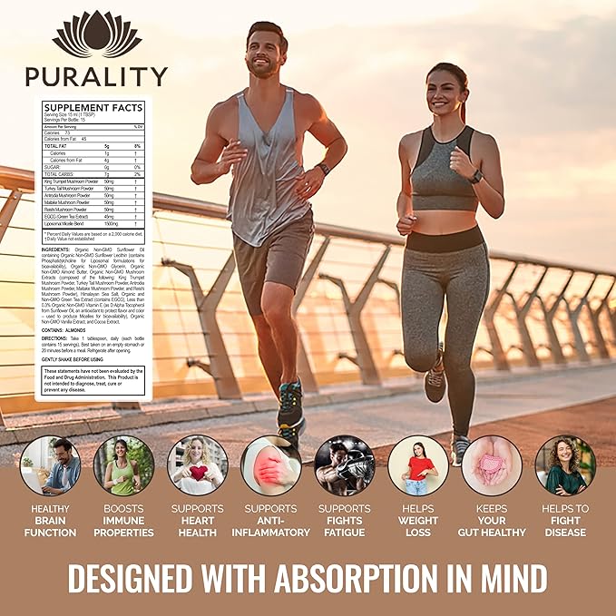 Mushroom Mindboost, Liposomal Formula, Helps with Brain Fog, Natural Energy, King Trumpet, Turkey Tail, Chocolate Flavor, Vegan, 15 Day Supply