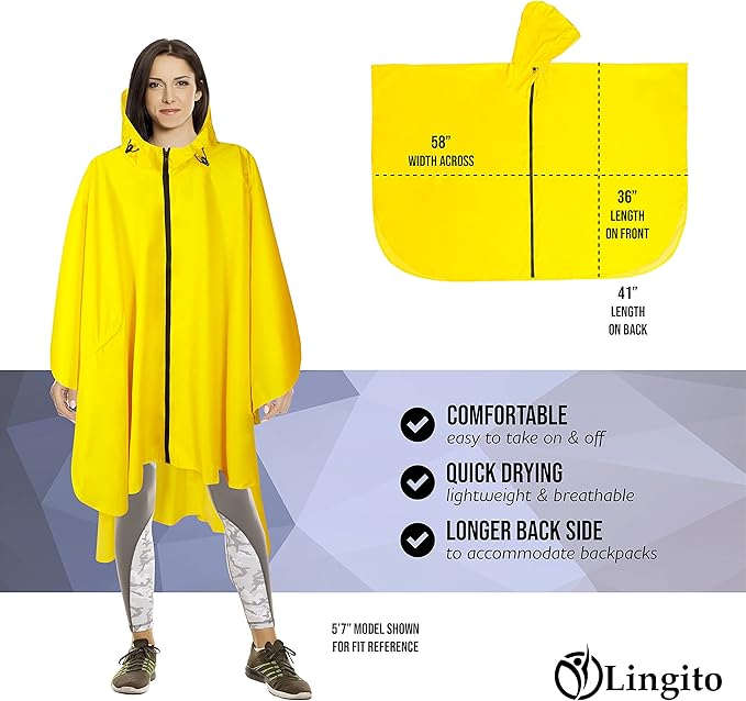 Heavy Duty Rain Poncho for Backpacking, Waterproof Lightweight for Adults, Military, Emergency, Camping, Men, Women