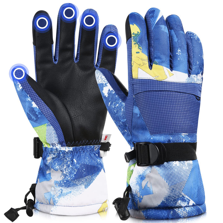 TaoQi Sports Waterproof Ski Snowboarding Gloves for Kids Men Women with 3M Thinsulate Insulation Materials Warming Gloves (Blue, M)