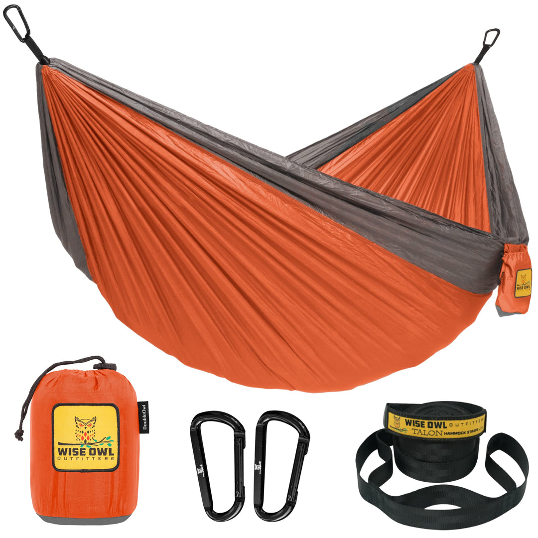 Wise Owl Outfitters Camping Hammock - Camping Essentials, Portable Hammock w/Tree Straps, Single or Double Hammock for Outside, Hiking, and Travel