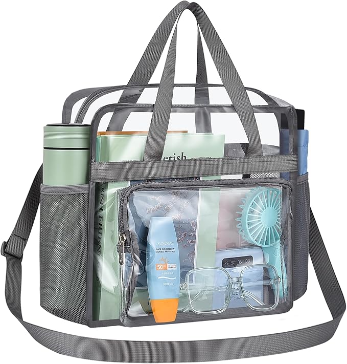 USPECLARE Clear Tote Stadium Approved, Security Travel & Gym Clear Bag for Work Sports Games Concerts