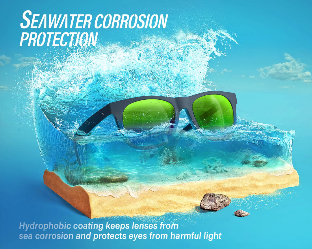 VELAZZIO Polarized Sunglasses for Men and Women Unisex Ultralight Frame UV400 Protection Sunglasses for Driving Cycling Golf Skiing, Black Frame Green Lens