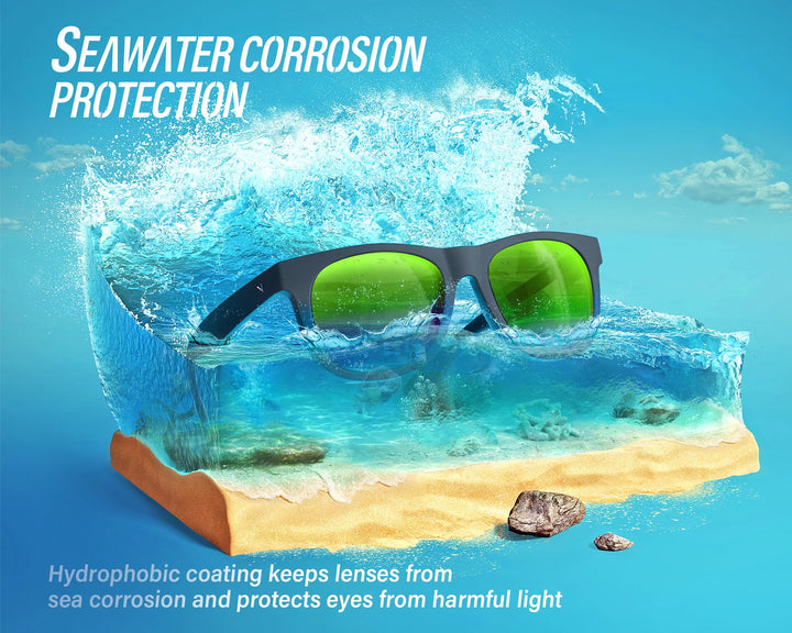 VELAZZIO Polarized Sunglasses for Men and Women Unisex Ultralight Frame UV400 Protection Sunglasses for Driving Cycling Golf Skiing, Black Frame Green Lens