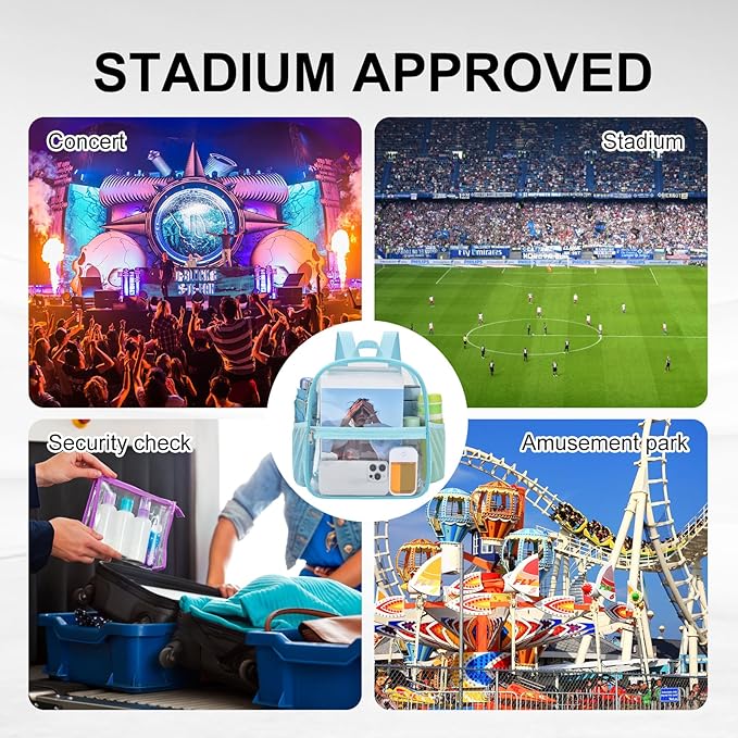 USPECLARE Clear Backpack Stadium Approved 12X11x6, Waterproof Clear Bag Stadium Backpack for Concert Work Sport Event
