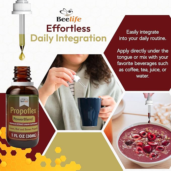 Beelife Propolis Extract, Power Blend Green, Red & Brown Propolis- 100% Pure Extract Bee Propolis Tincture, High Artepillin-C Levels - Natural Antioxidant, Immune Support- from Brazil (30ml/ 1Fl.Oz)