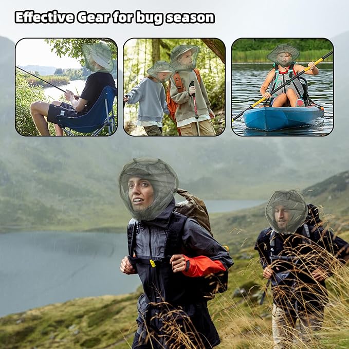 6 Packk Mosquito Covers Wearable Head Net Face Mesh Protecting Net Mosquito Fly Insects Bugs Preventing for Outdoor