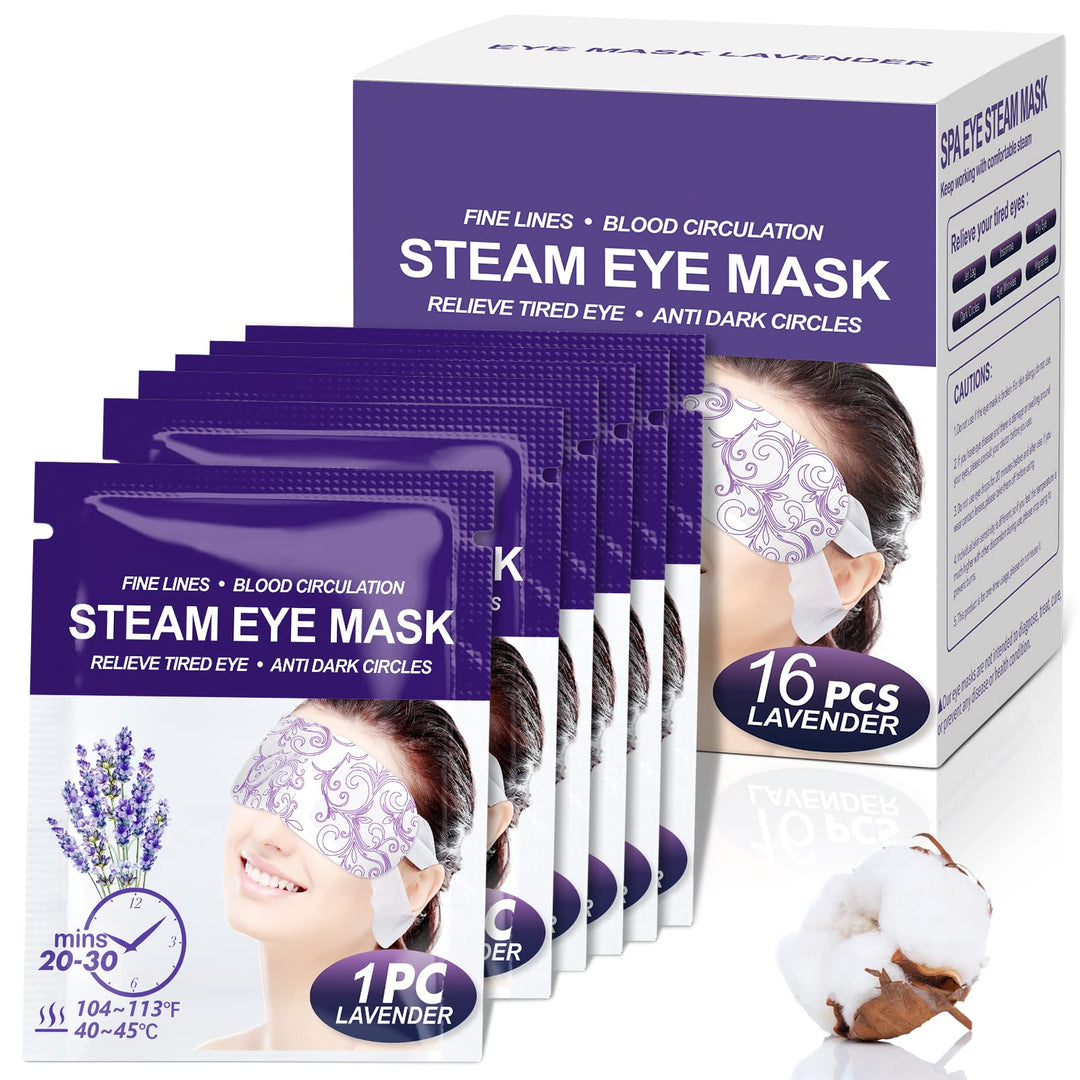 Steam Eye Mask 16 Packs, Self Heating Sleep Mask For Dry Eyes, Comfortable Warming Eye Mask, Disposable Heated Eye Mask, Relieve