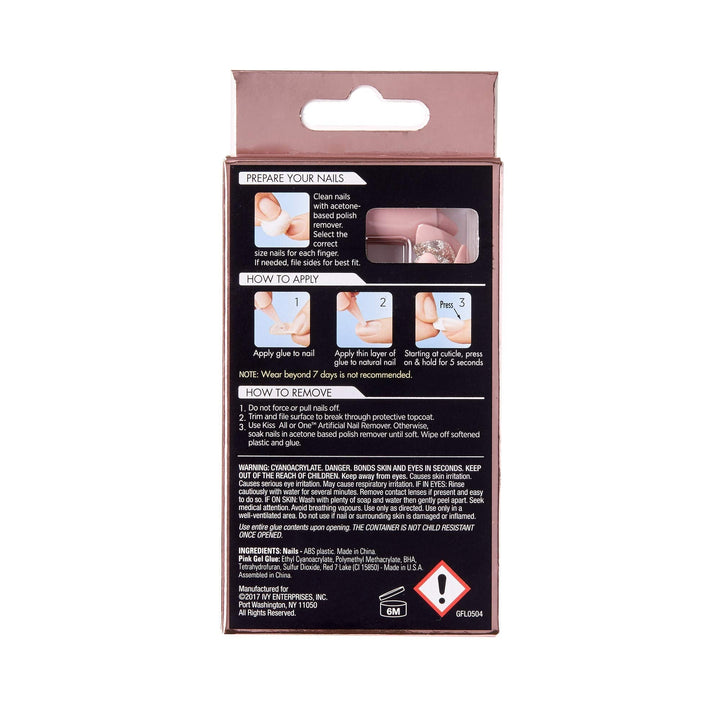 Halloween Nails Kiss Gold Finger Luxury Nail Lavishly Handcrafted with 3D Jewels 30 Long Design Nails/Pink Gel Glue 2ml / Manicure Stick Included (GFL13)