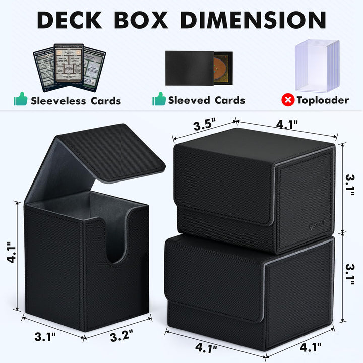 ZLCA Card Deck Box for Trading Cards, MTG YuGiOh Deck Case Holds 100+ Single Sleeved Cards, PU Leather Magnetic Card Storage Box Fits for TCG CCG Magic Game Cards (Black& Green)