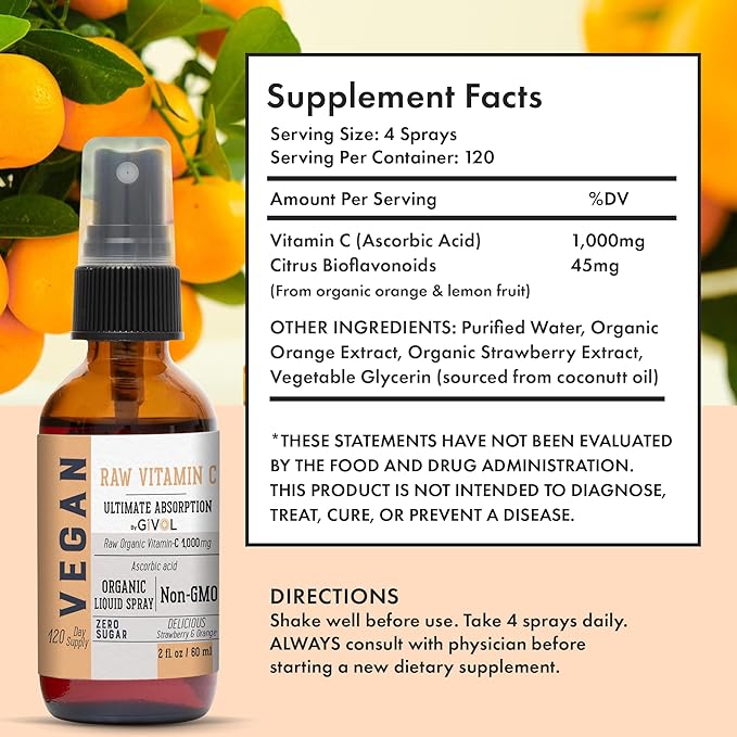 Vitamin D3+K2 Liquid Drops (MK4 & MK7) Organic Fractionated Coconut Oil and Vitamin C Extra Strength Spray Mist: Daily Absorption Liquid Extract, Essential Protein Support, Optimizes Wellness Benefits