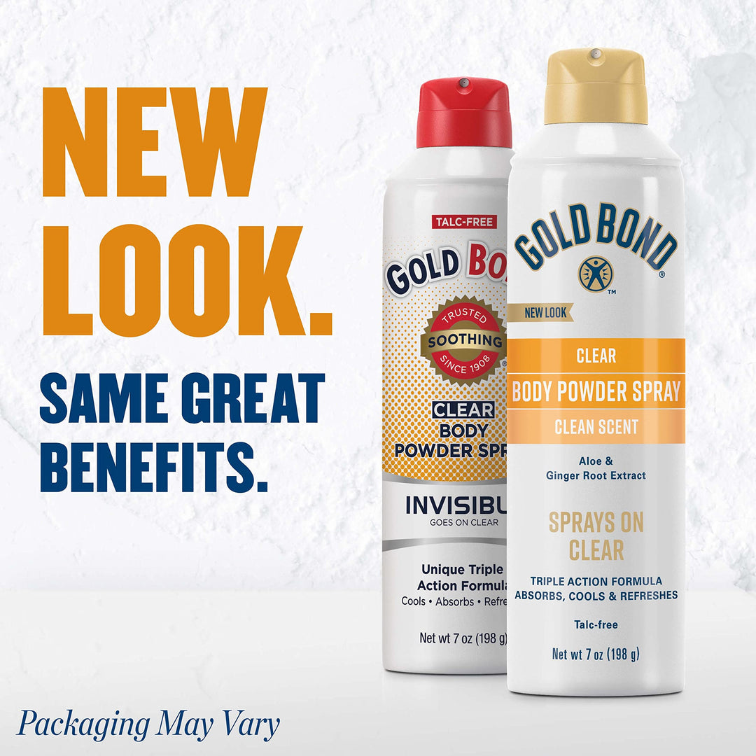 Gold Bond No Mess Clear Invisible Body Powder Spray, 7 oz., Absorbs Odor-Causing Sweat