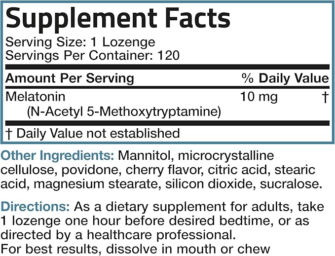 Bronson Melatonin 10mg Fast Dissolve Cherry Flavored Tablets Vegetarian Chewable Lozenges, 120 Count