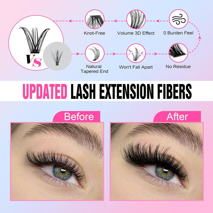 40D Cluster Eyelash Extensions | 280pcs Mix Length 9-16mm | Self-Application