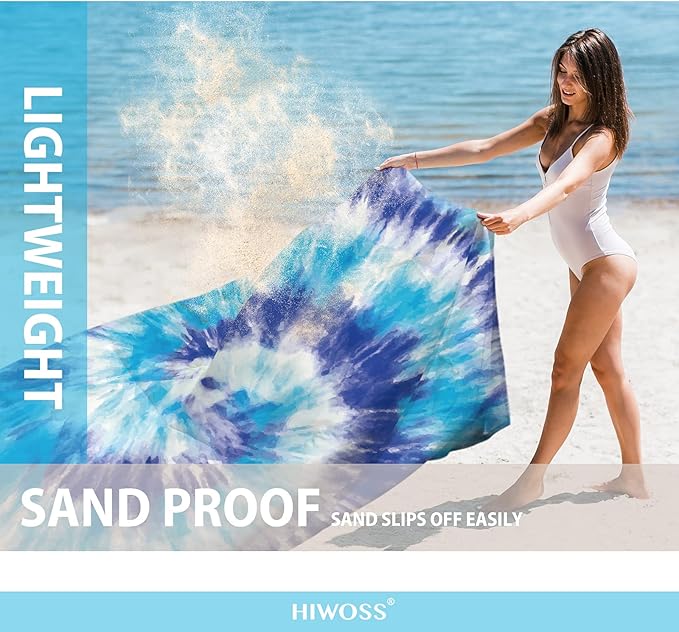 Beach Blanket Waterproof Sandproof Oversized 95”x 80”,Sand Free Beach Mat with Corner Pockets,Portable Mesh Bag for Beach Festival,Picnic,Travel and Outdoor Camping (Blue)